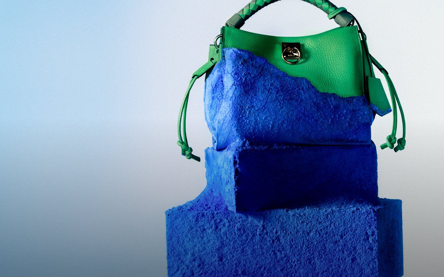 Small Iris handbag in Green leather